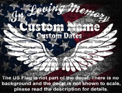 In Loving Memory With Wings Memorial Design # 2 Decal USA Made US Seller