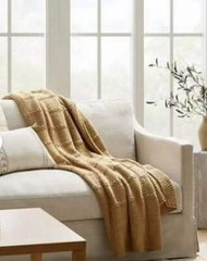 Threshold Studio McGee Grid Knit Throw Blanket Camel Soft Cozy 50×60 BRAND NEW