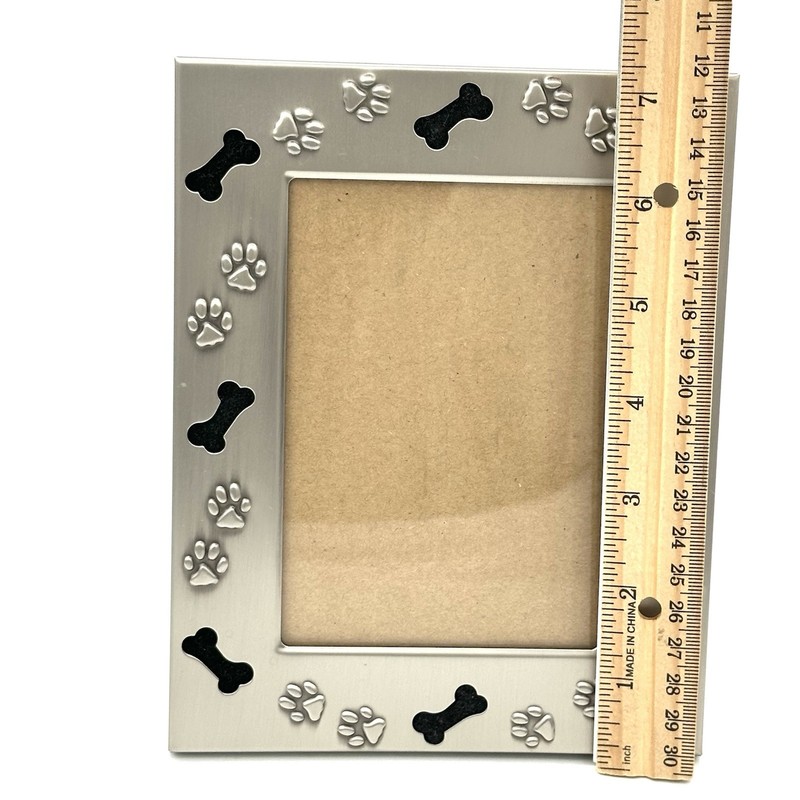 Green Tree Gallery Silver Picture Frame 3x5 Inch Photo Dog Paw Print & Bone gallery
