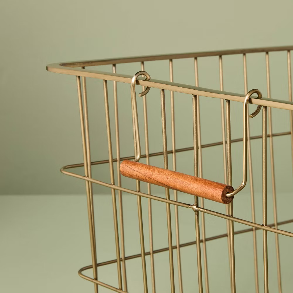 Medium Rectangular Brass Wire Storage Basket - Hearth & Hand with Magnolia gallery