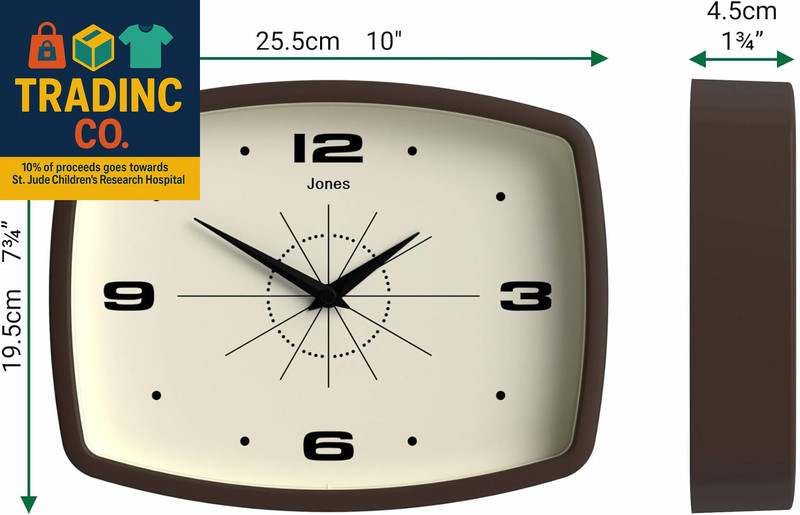 ® Movie Wall Clock | Rectangular Retro Clock | 10 Inch | Mocha Brown | Cool Mid- gallery