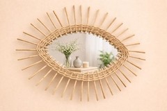 Handmade Moroccan Round Mirror – Boho Wall Decor with Smiley Design