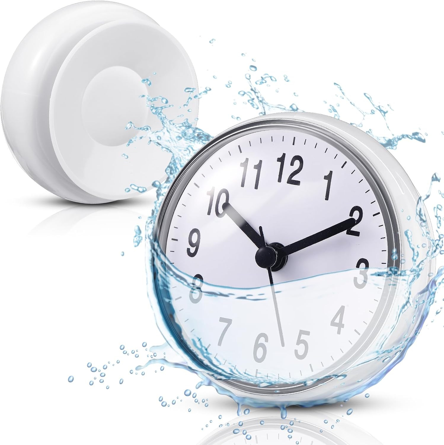 Waterproof Bathroom Clock Small Digital White Shower Wall Clock with Easy Readin gallery