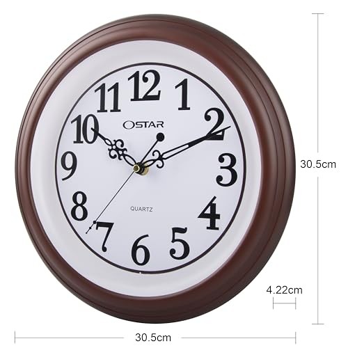 Silent Rustic Wall Clock, Battery Operated, Vintage 12 Inch Round Clock, gallery