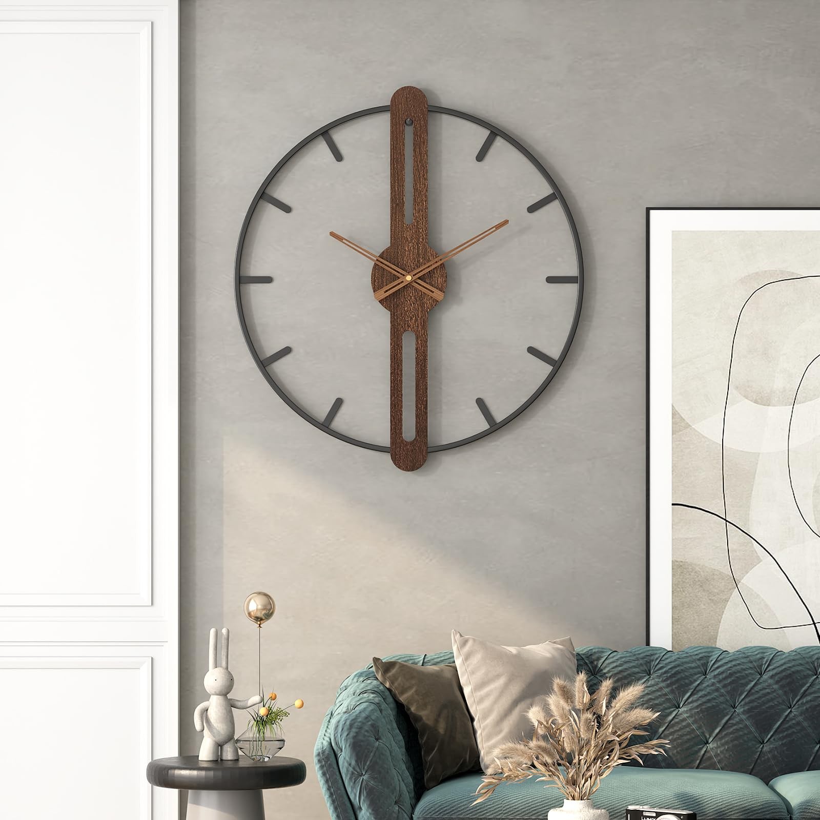 DAYDAYART Modern Walnut Dial Wall Clock, Wood Large W gallery