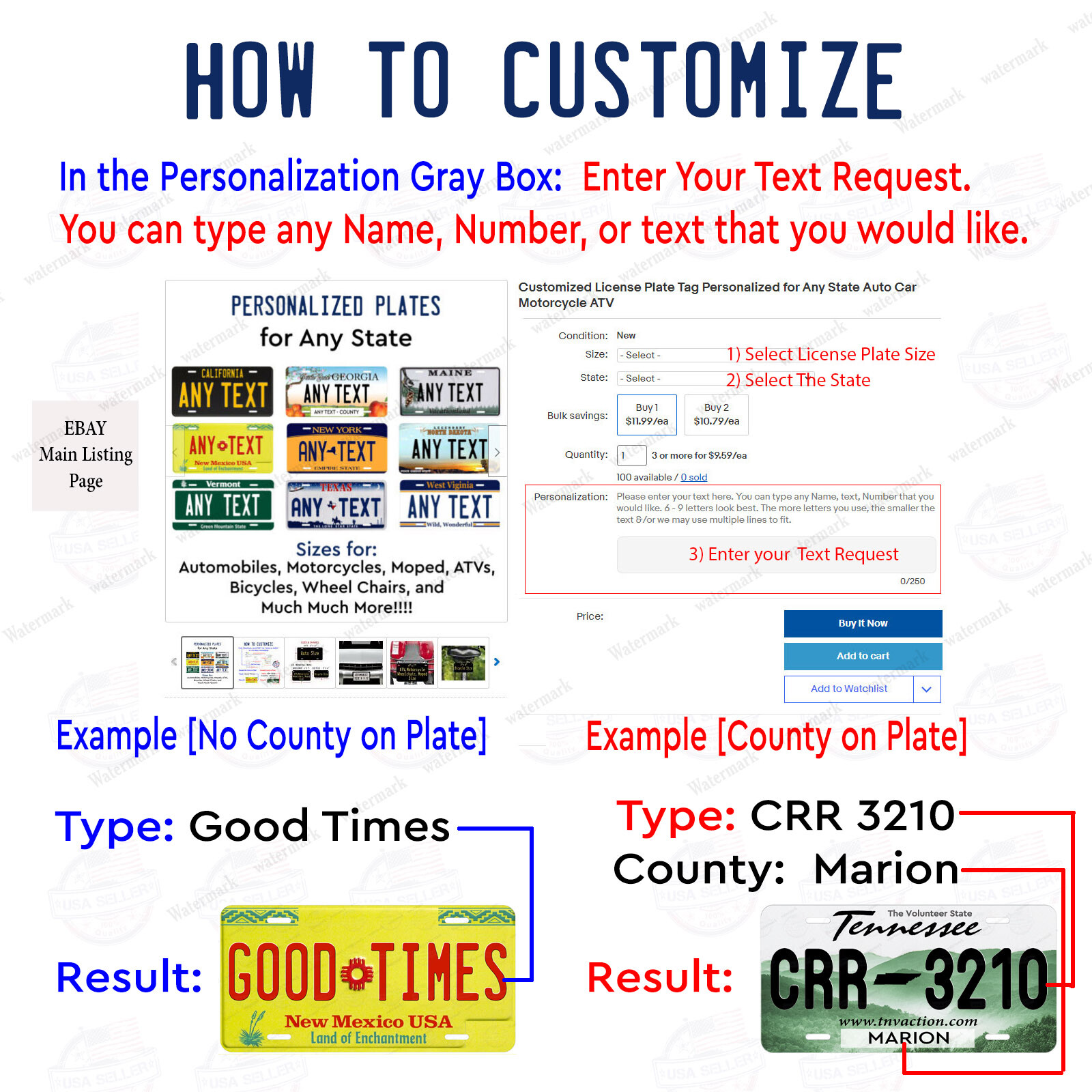 Customized License Plate Tag Personalized for Any State Auto Car Motorcycle ATV gallery
