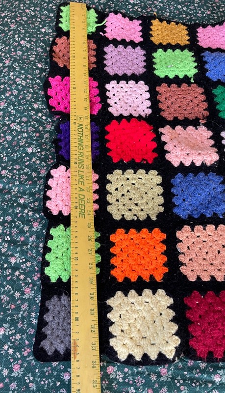 Granny Square Crocheted Throw Afghan Black Multicolor Small 29 x 34 Roseanne gallery