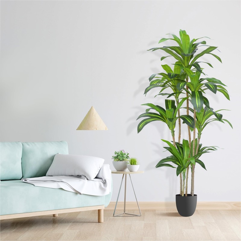 Artificial Plants 5.3Ft Dracaena Fragrans Faux Trees with 7 Heads Fake Tree f... gallery