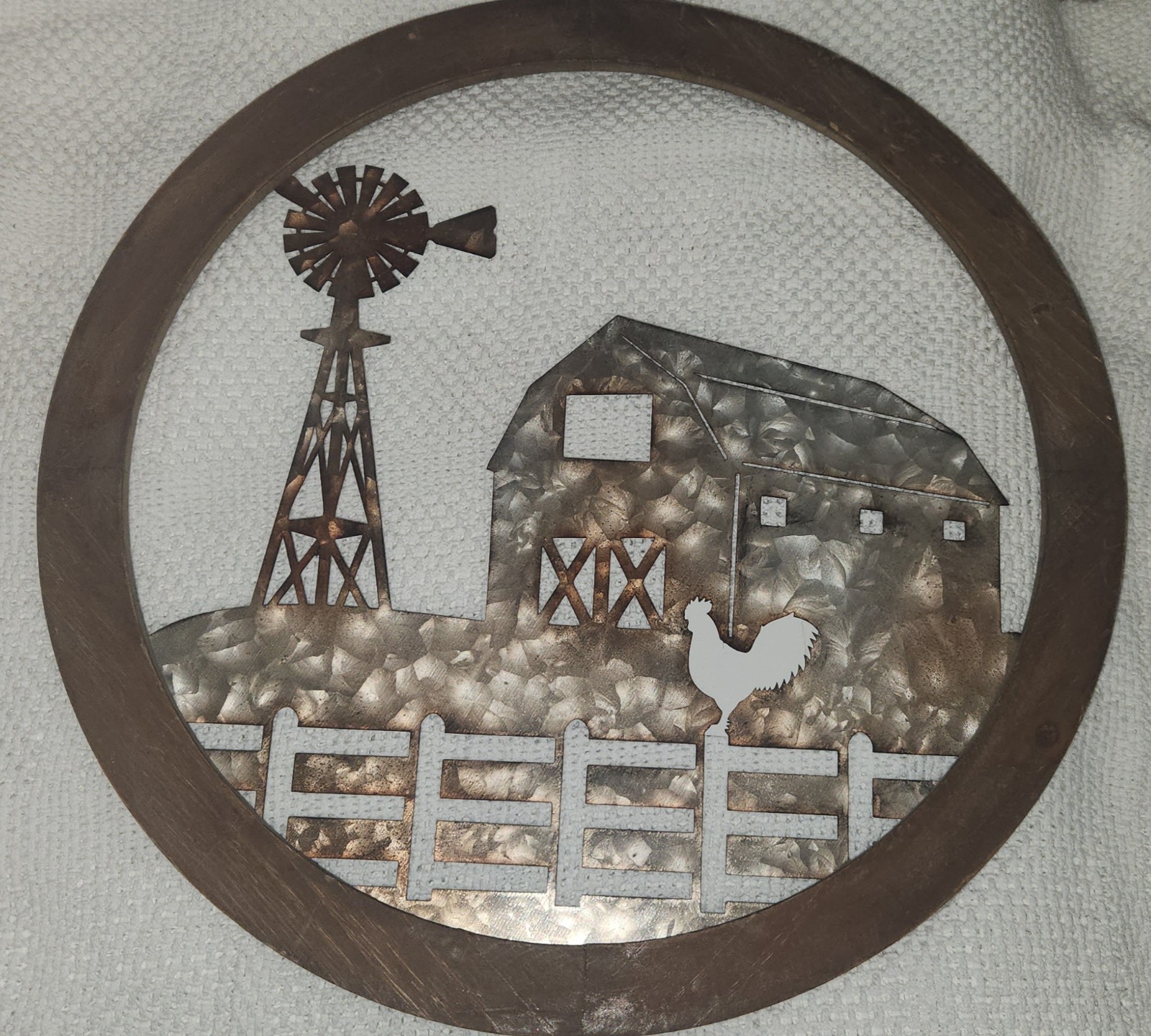 Rustic Farm Decor Weathered, Galvanized Metal Center Finish and Circular Edge gallery