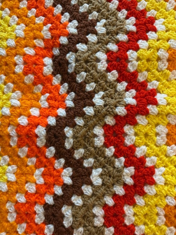 72"x43" Handmade Afghan Fall Colors Chevron Zig Zag Blanket Crochet Multicolor gallery