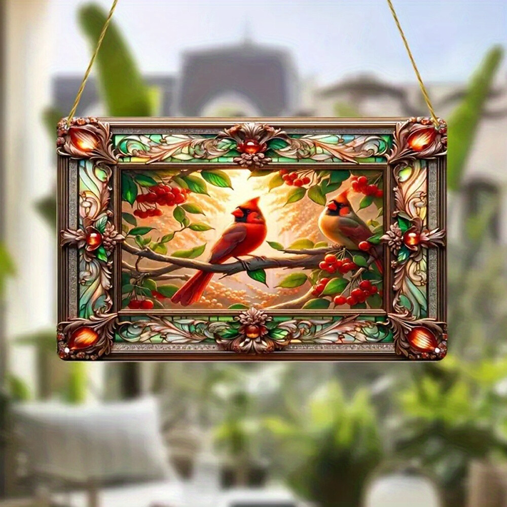 Baroque Style Acrylic Decorative Sign with Cardinal Bird Decoration Hanging gallery