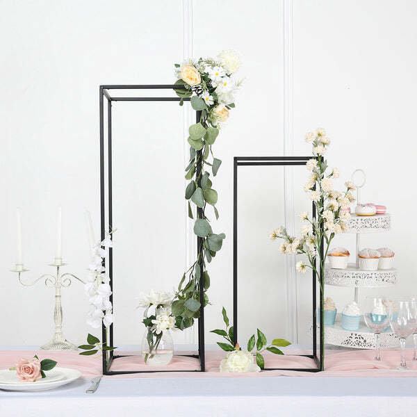 2 Geometric 24" Metal Rectangular Stands Flower VASE HOLDERS Party decorations gallery