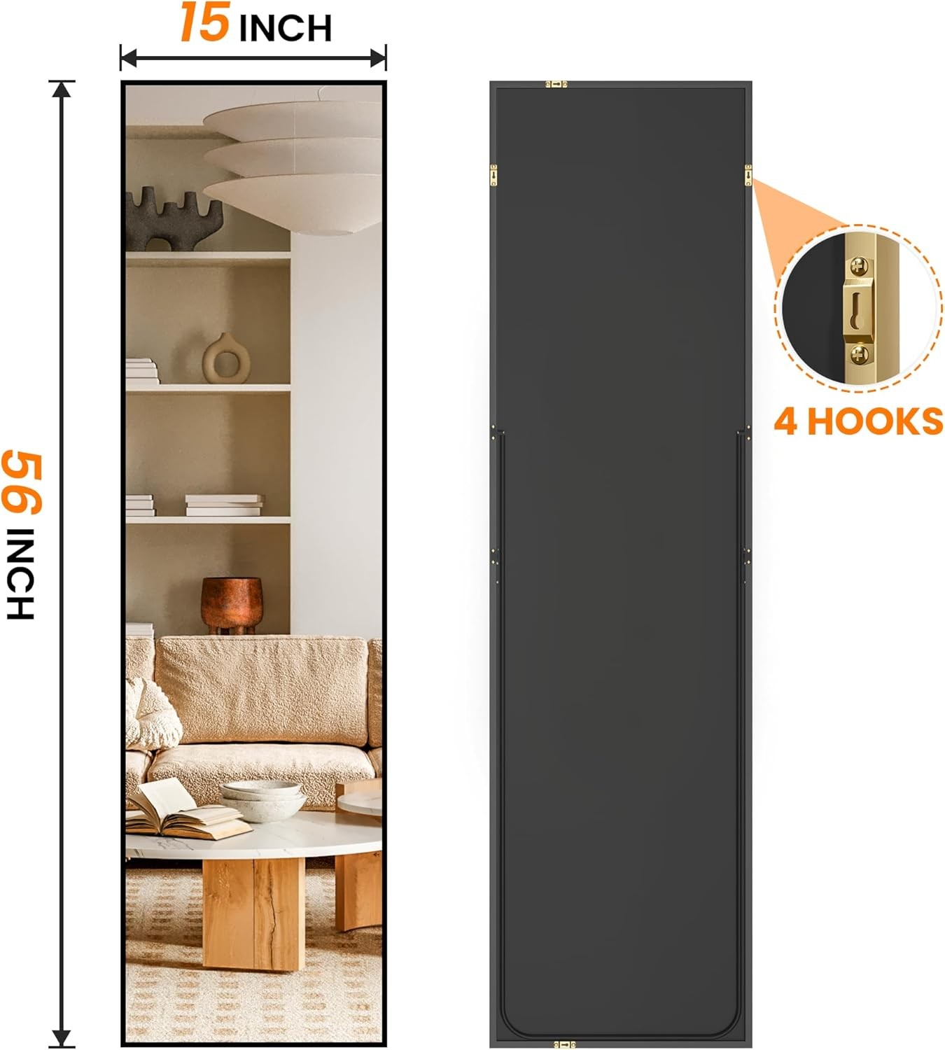 Shatterproof Full Length Floor Mirror Aluminum Frame Standing Body Mirror gallery