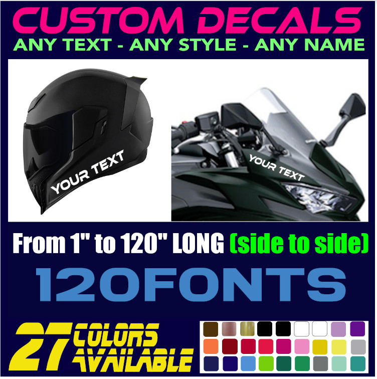 Custom Made Decal Sticker Vinyl For Car, Motorcycle, Truck, Helmet ANY TEXT (10 gallery