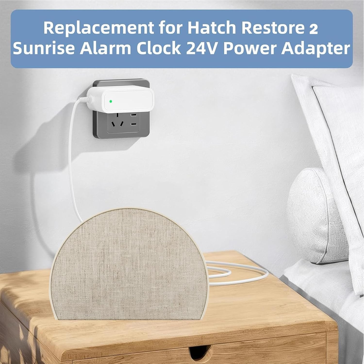 24V DC Power Adapter Compatible Hatch Restore 2 Sunrise Alarm Clock Sound gallery