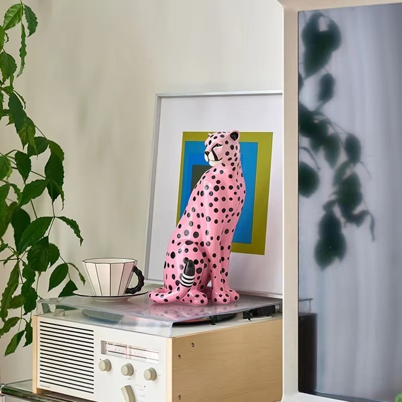 Decorative Pink Leopard Statuette gallery