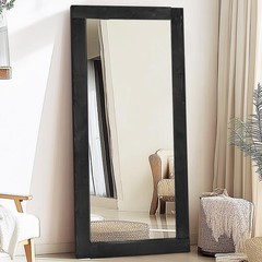 Full Length Mirror 71″x32″ – Solid Wood Frame, HD Tempered Glass, Wall Mounte…