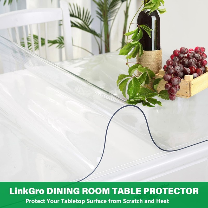 Linkgro Rectangle Clear Table Protector Plastic Pvc Glass Tablecloth Protective gallery