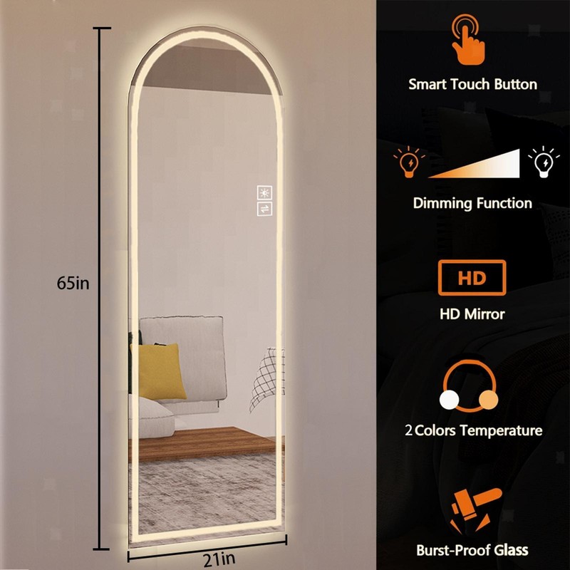 Adjustable Lighted Arch Design Full Length Mirror High Clarity LED Floor Mirror gallery