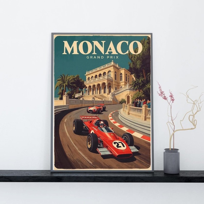 Vintage Monaco Grand Prix Poster, Classic Formula 1 Racing Poster No Frame gallery