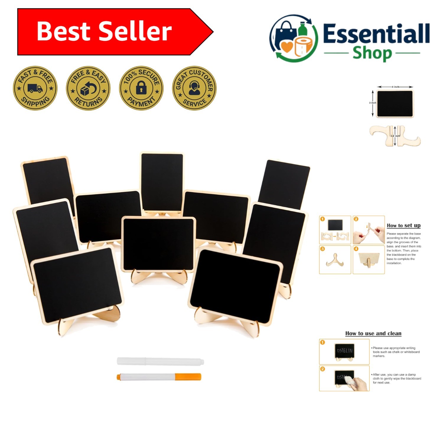 10 Pack Mini Chalkboards Signs with Easel Stand, Small Rectangle Chalkboards ... gallery
