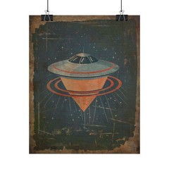 ALIEN UFO VORTEX Wall Art, Retro Sci-Fi Physics Gravity Warp Celestial Poster