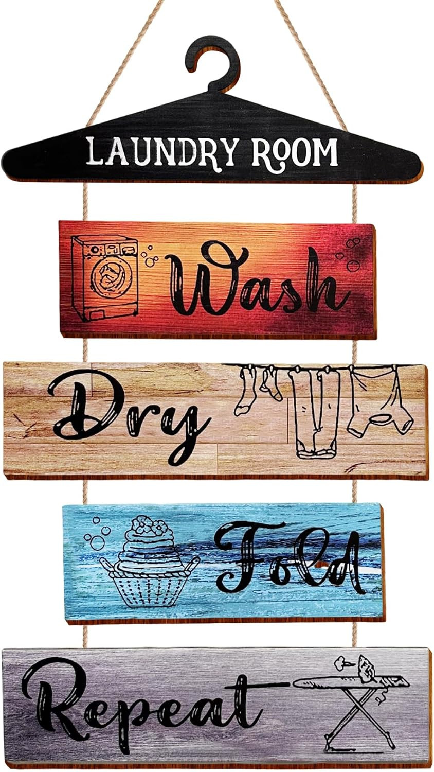 Rustic Laundry Room Decor, Laundry Room Pictures Wall Decor, Wooden Wall Art wit gallery