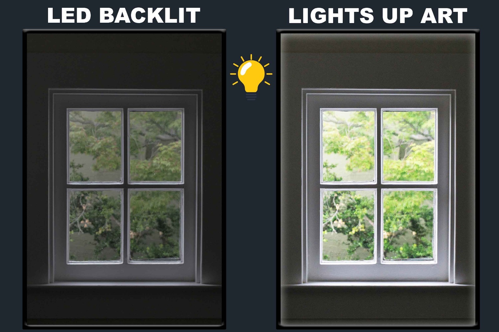 LED Backlit Window View Wall Art Lighted Frame - grey window gallery