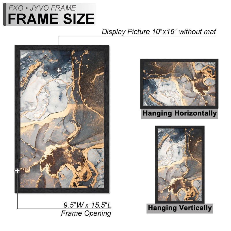 Engineered Wood 10x16 Picture Frame, Black Frame for 10 x 16 Inch Picture Pos... gallery