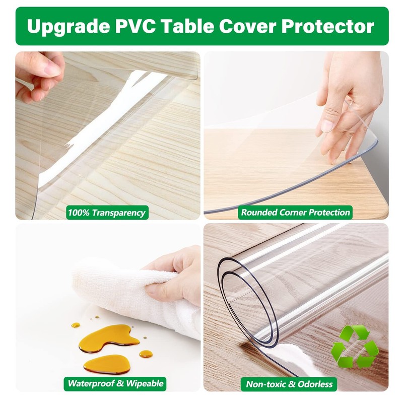 Linkgro Rectangle Clear Table Protector Plastic Pvc Glass Tablecloth Protective gallery