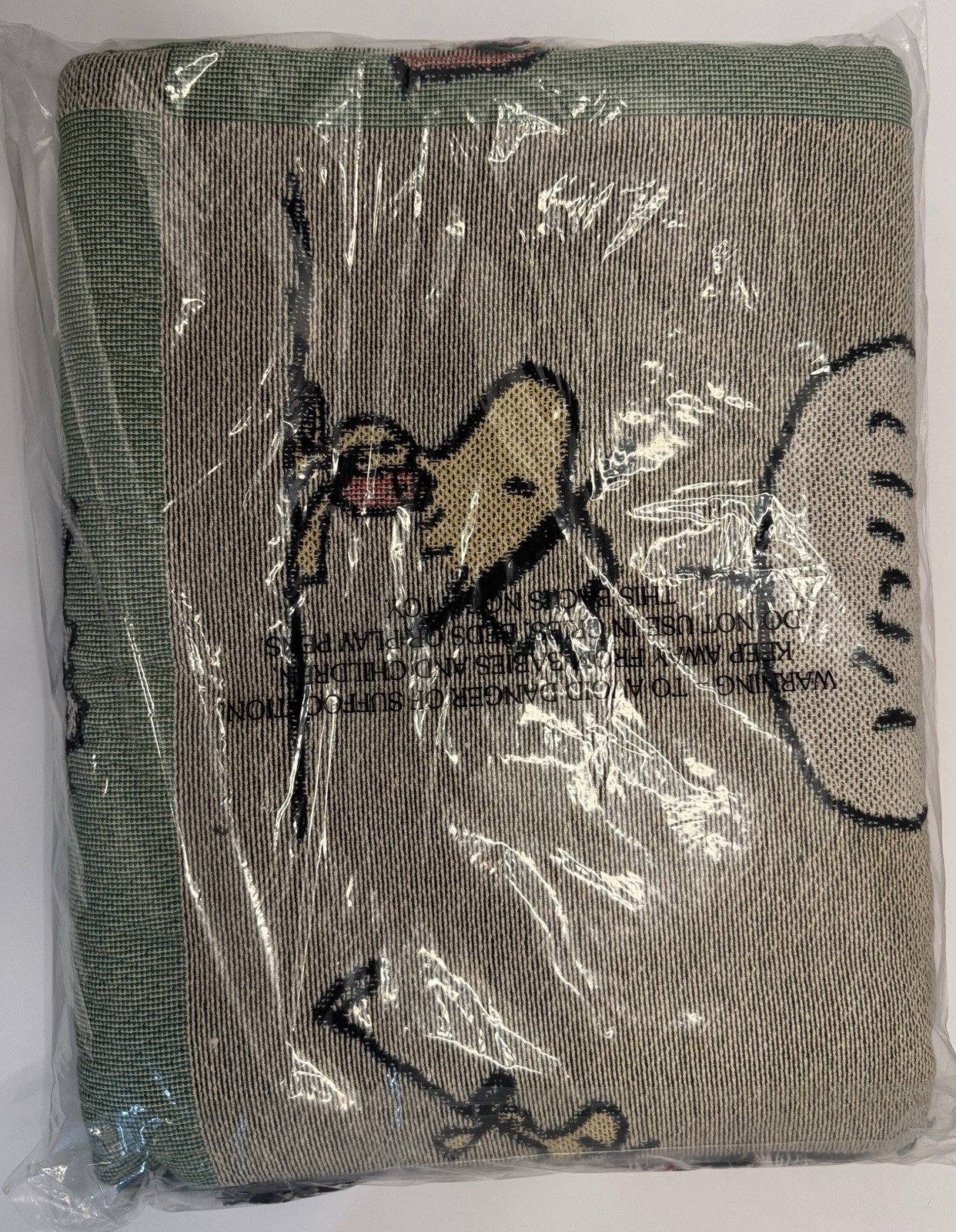 Parks Project Peanuts Woven Throw Blanket Green/Beige Multicolor Fringed gallery