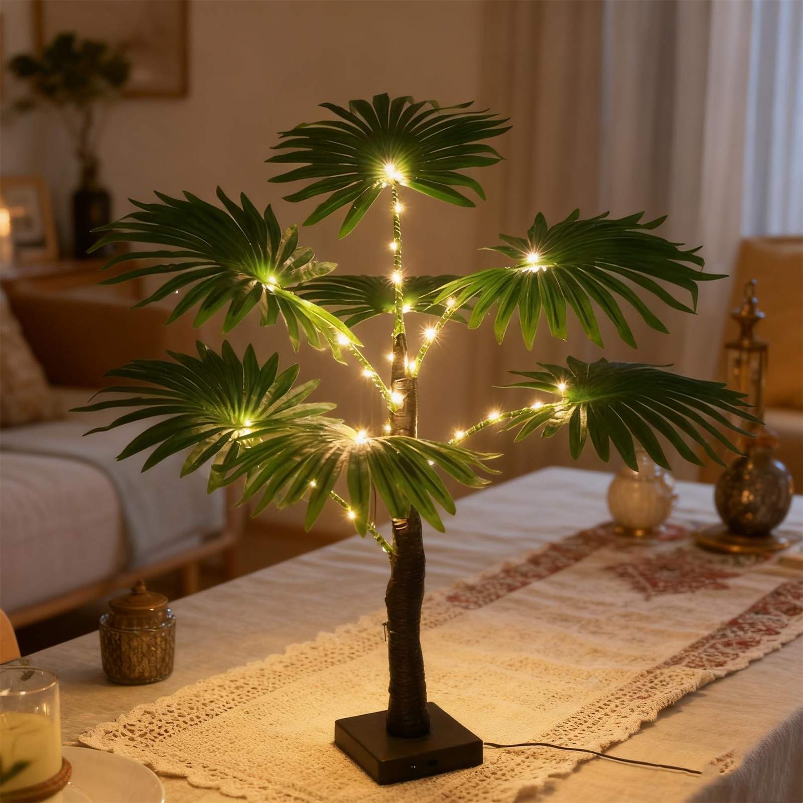 LED Artificial Palm Tree Lights Decorative Table Lamps 3xAA Battery or USB Po... gallery