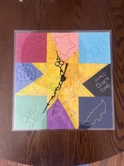 Handmade Quilted Wall Clock – Works – “Sue 2019” – Works Battery Not Included