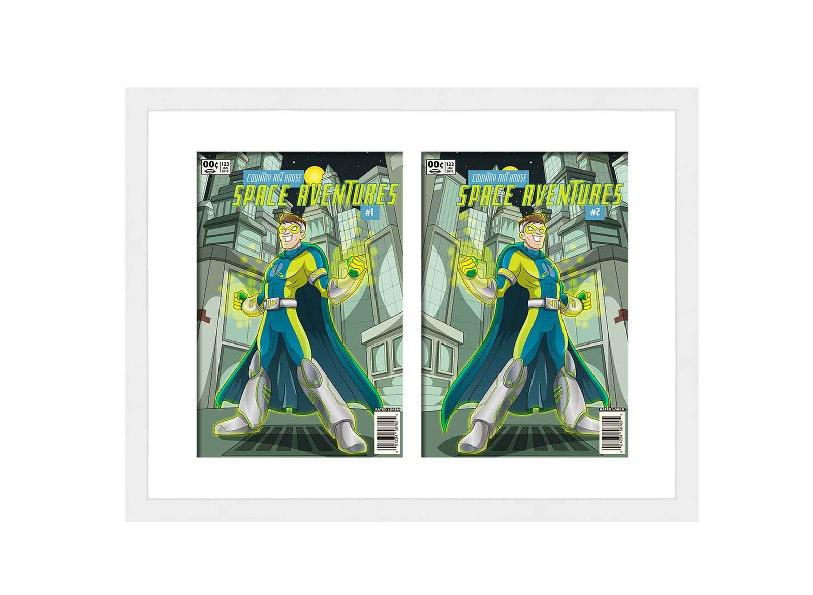 White Comic Book Frame With White Mat For 2 Current Era Comic Books gallery