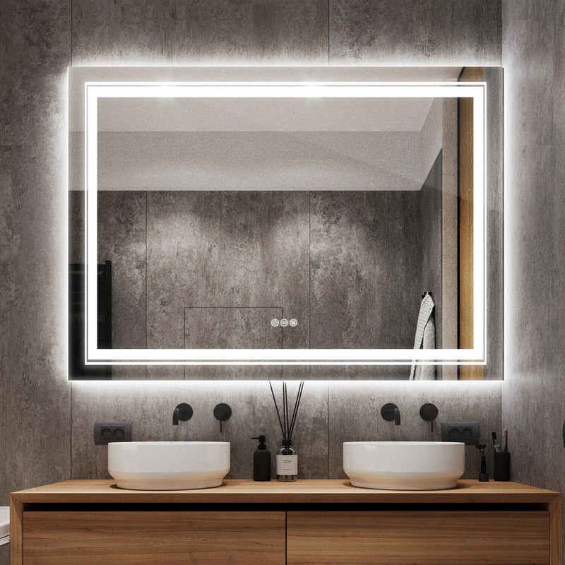 Dynamic LED Lighted Bathroom Wall Vanity Mirror RGB Touch Dimmable for Gym Hotel gallery