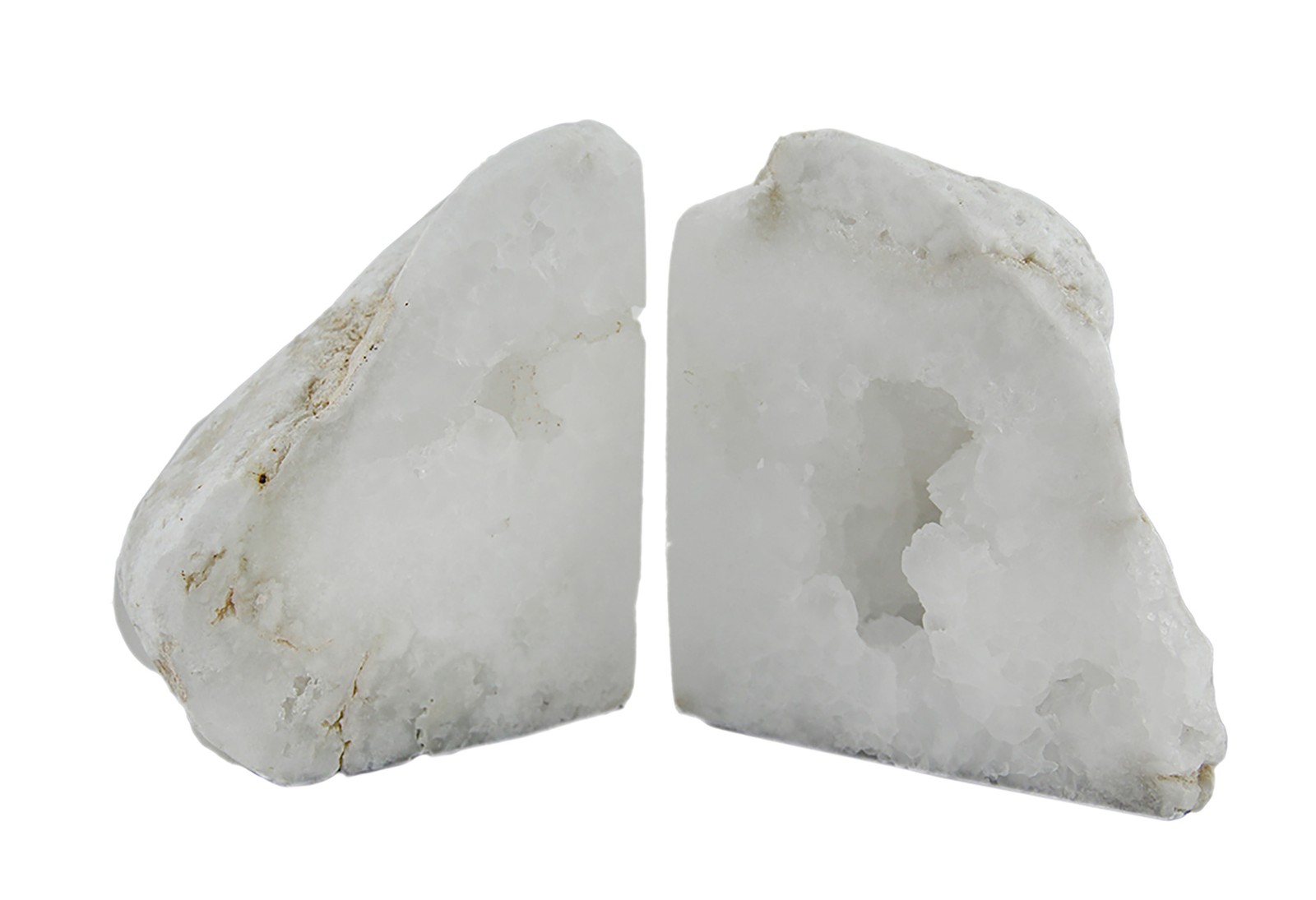 Scratch & Dent Natural White Geode Polished Quartz Crystal Bookends 4-7 Pounds gallery