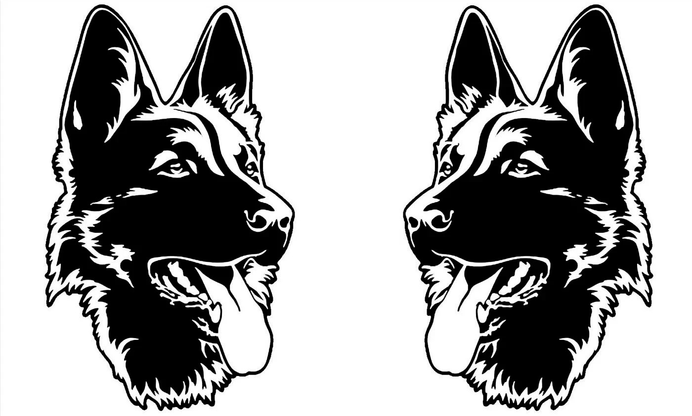 German Shepherd Two Gloss or Matte Outdoor Black Vinyl Decal Vehicle Door Bumper gallery