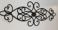 Large Rustic Scroll Pediment Wrought Iron Wall Decor Metal Fleur De Lis Wall Art