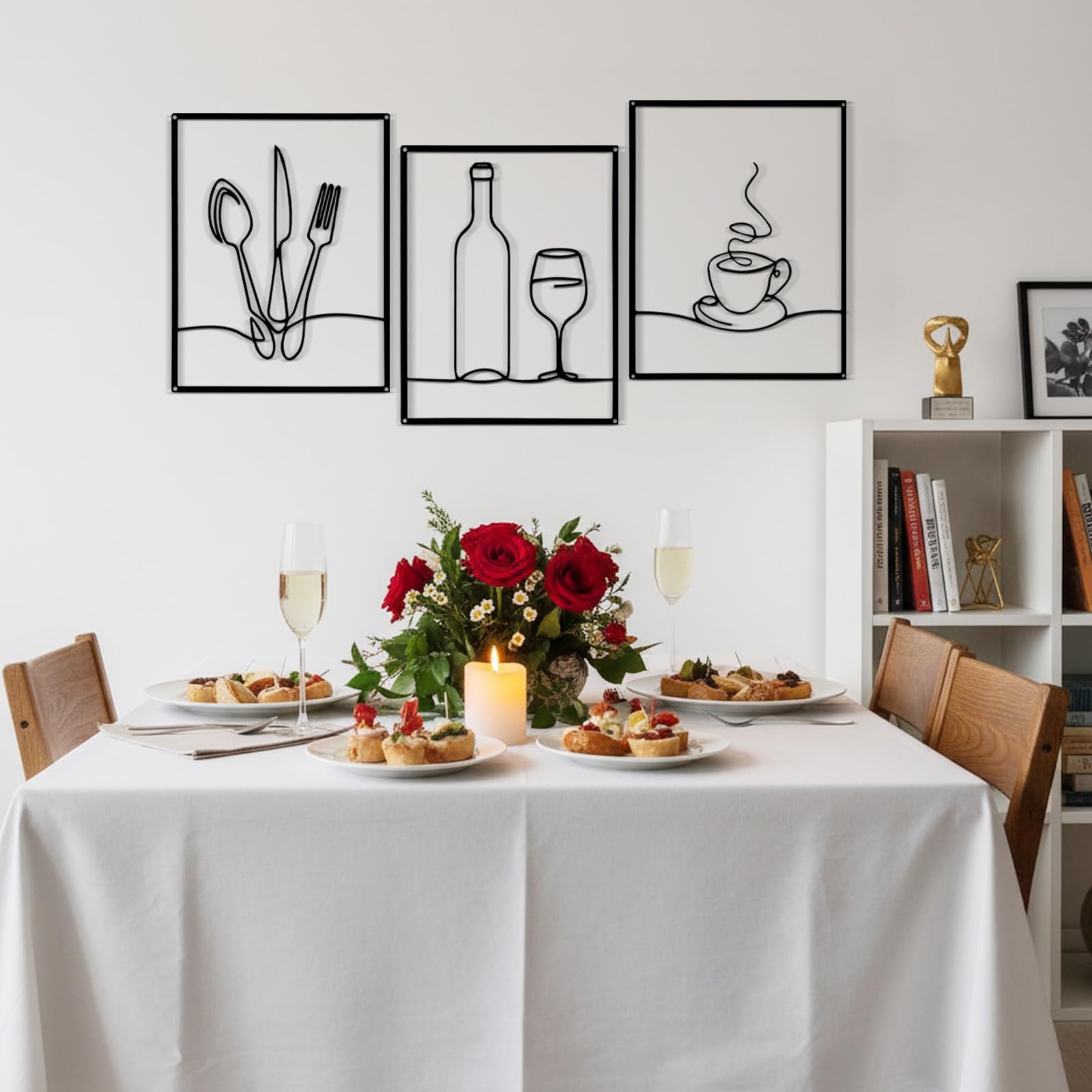 3 Pcs Metal Minimalist Line Kitchen Signs Wall Decor for Dining Room, 14 x 11... gallery