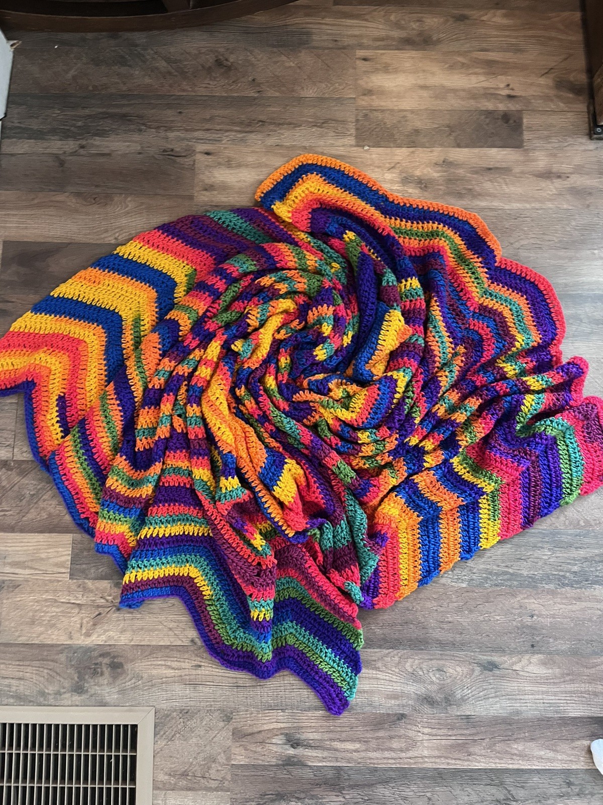Multi Colored Handmade crochet large throw 60”X72” gallery