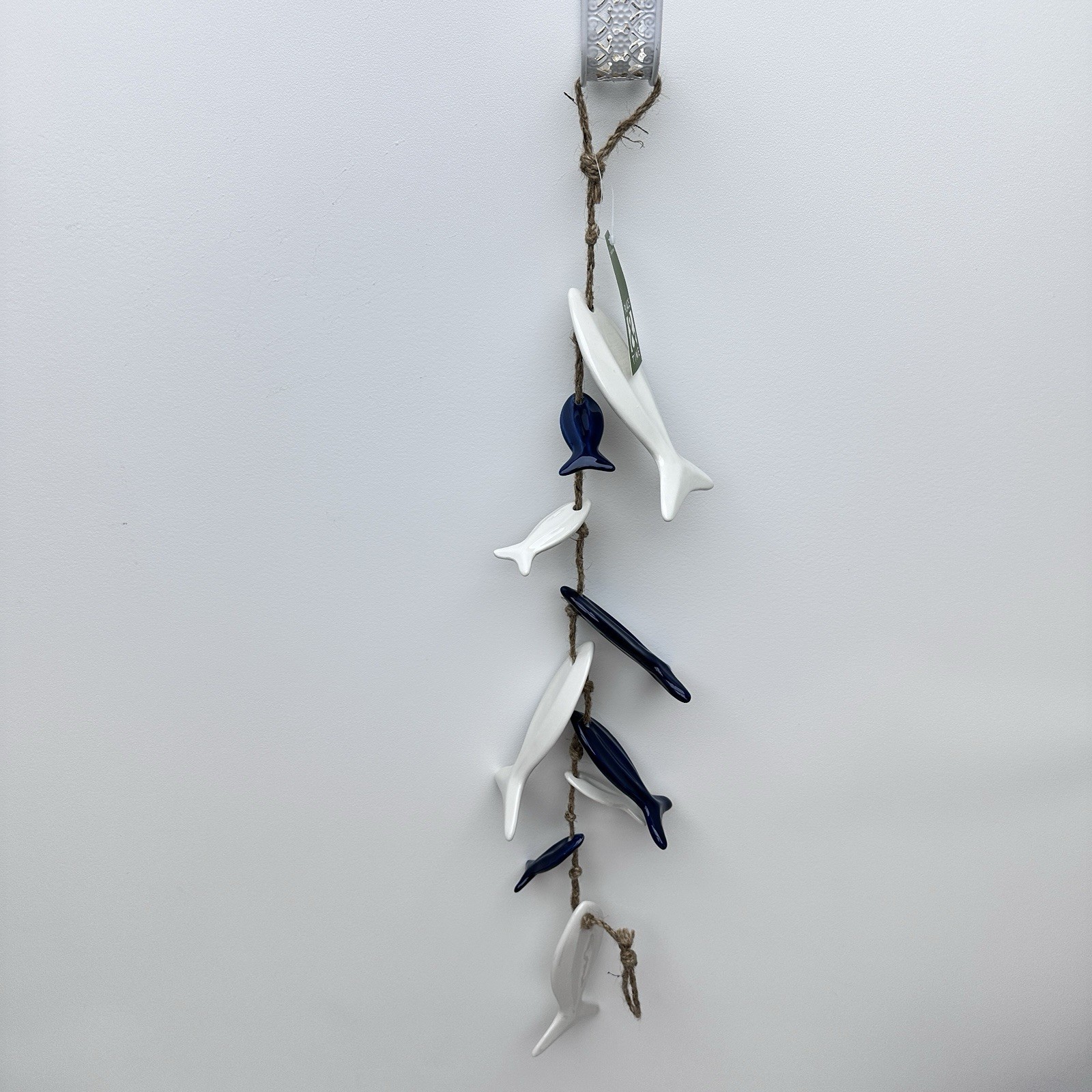 Place & Time Hanging Ceramic Fish Decor - Navy & White - Ocean Beach Lake House gallery