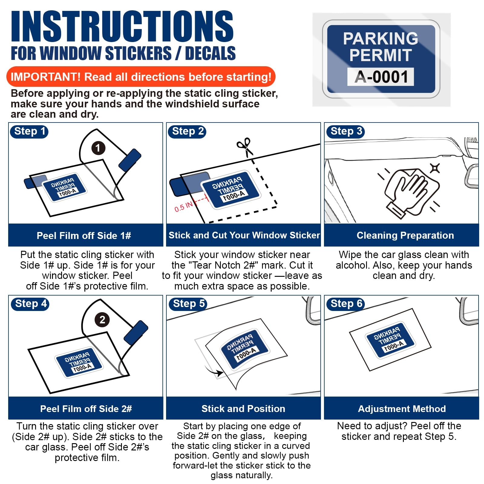 Windshield Sticker Protector Sheets, 3 Pack – 4"×6" Heat-Resistant gallery