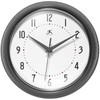 Infinity Instruments Wall Clock Retro 9.5" Silent Non-Ticking Oyster Grey Glass gallery