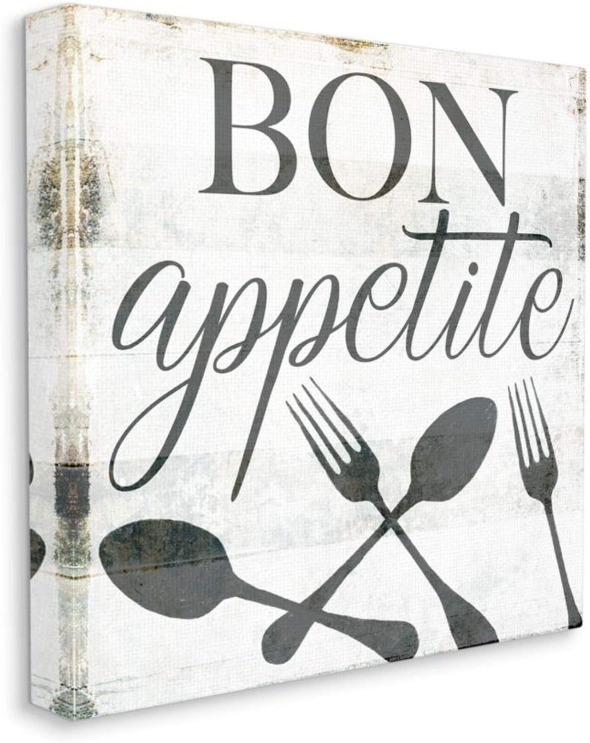 Rustic Charm Bon Appetit Fork Spoon Canvas Wall Art - 36x36 Inches gallery