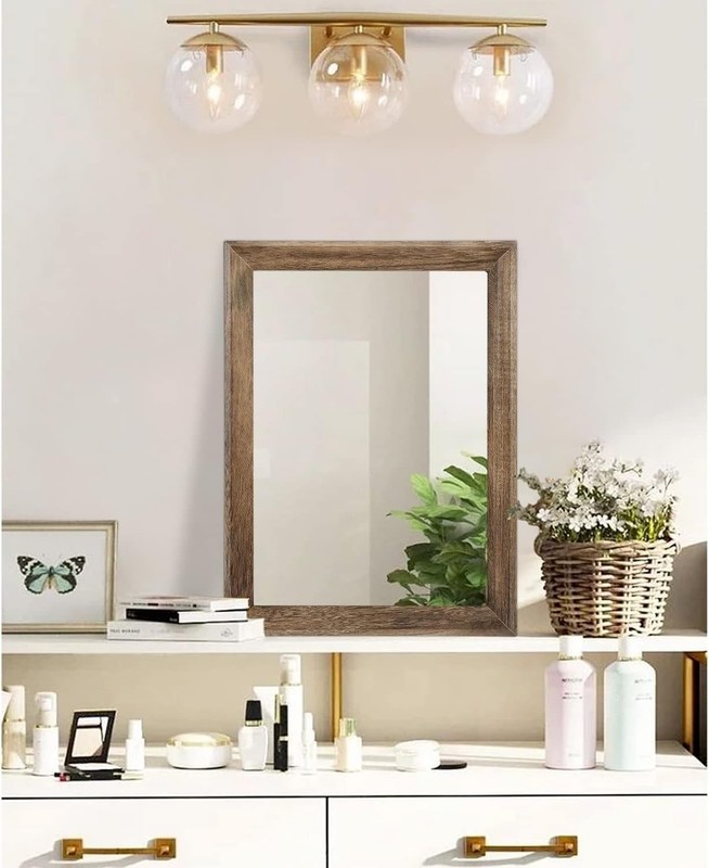 Lightweight Rectangular Rustic Mirror - Easy Install Wall Decor for Bedrooms gallery