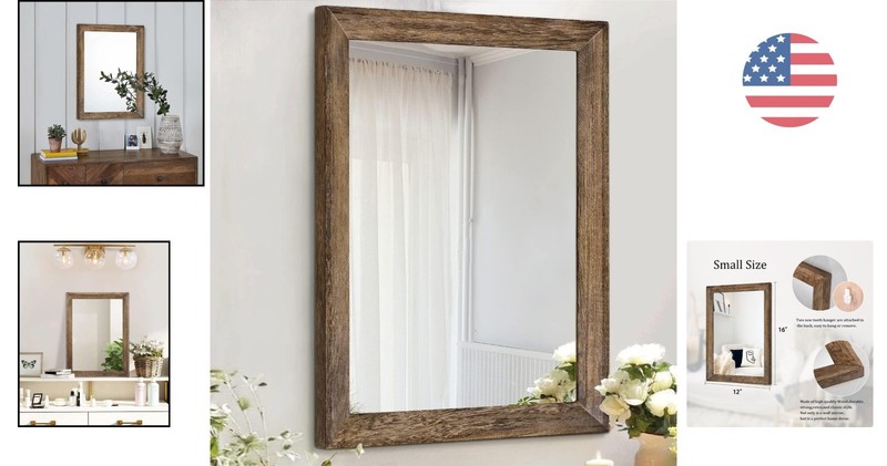 Lightweight Rectangular Rustic Mirror - Easy Install Wall Decor for Bedrooms gallery