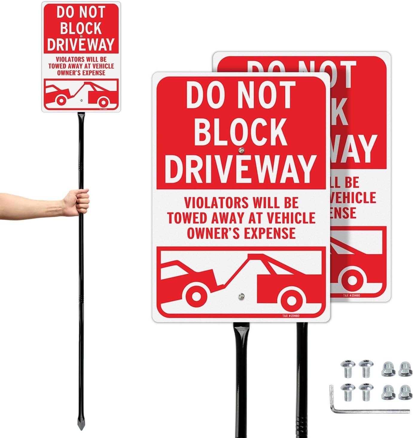 2 Pack Large Do Not Block Driveway Sign with 54" Stake Reflective 14"x10" gallery
