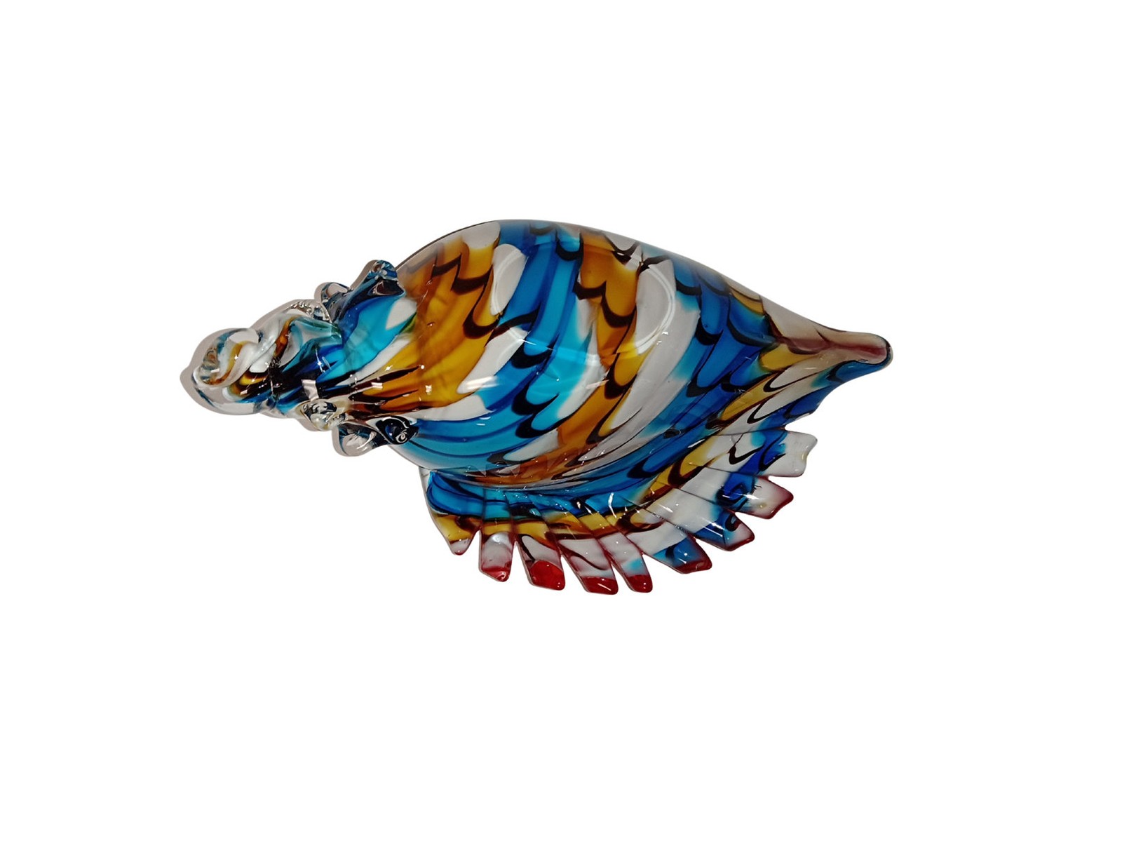Handcrafted Multicolor Glass Snail Sculpture, Red & Blue, 2lb 13oz, H5xW6xL11 gallery