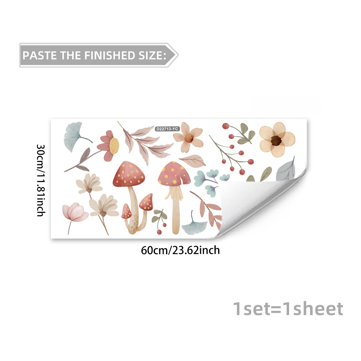 Reusable Static Mushroom Flower Window Cling PVC 11.81 by 23.62 Inch Size gallery