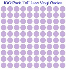 100 pack 1″x1″ Diameter Round Lilac Vinyl Circles / Polka Dots Decals 1×1